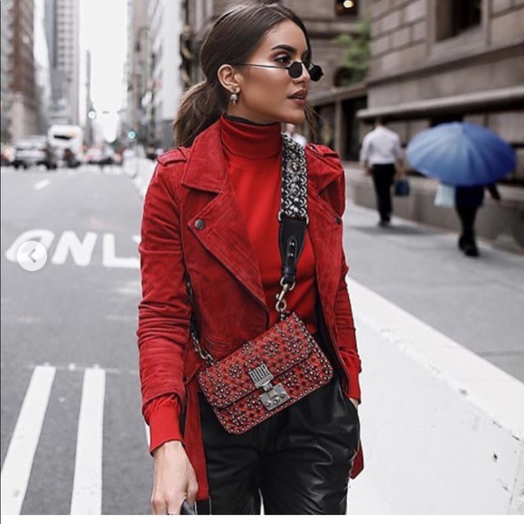 RED MY MIND Leather MOTO Jacket in red - Picture 2 of 8